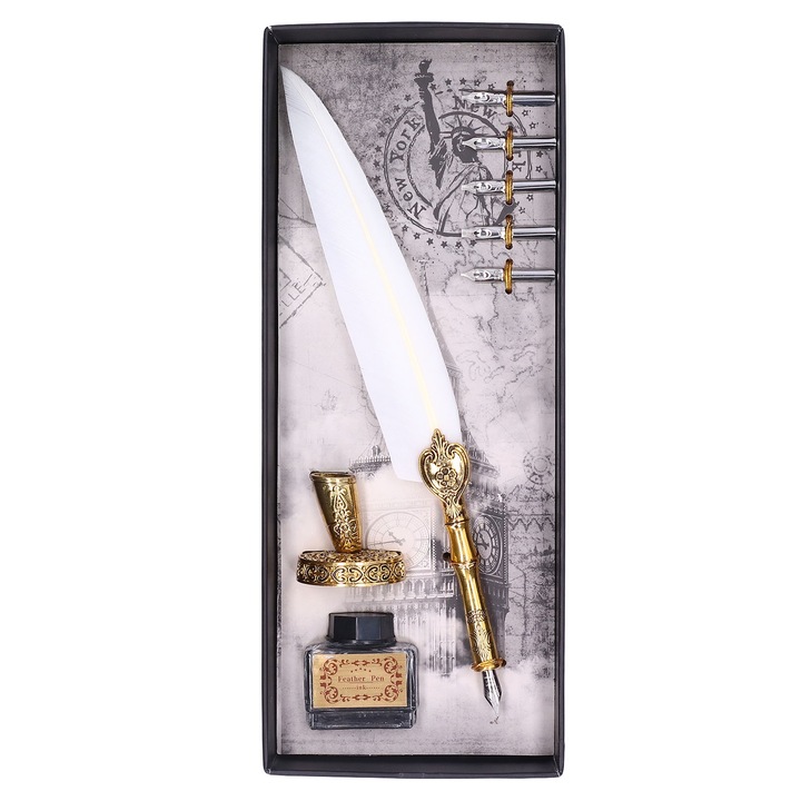Stilou pana BGHYHYHI, 27.7cm, inox, pentru caligrafie, set