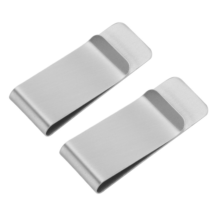 Комплект от 2 метални щипки, QttvbTna, Неръждаема стомана, Сребро