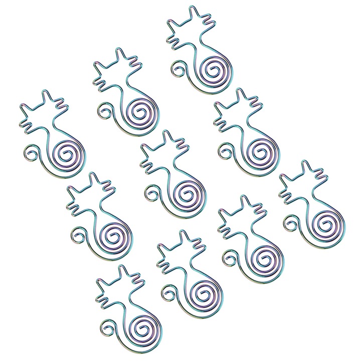 Комплект от 10 цветни кламери във формата на котка за офиса и дома