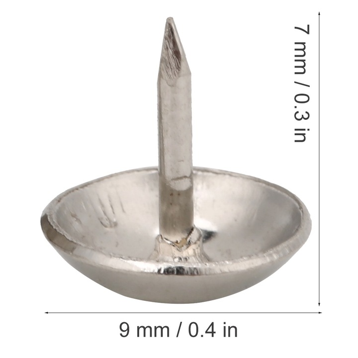 Комплект от 150 части аксесоари за монтаж на тапицерия с кръгла глава, сребристо бяло, 9 mm