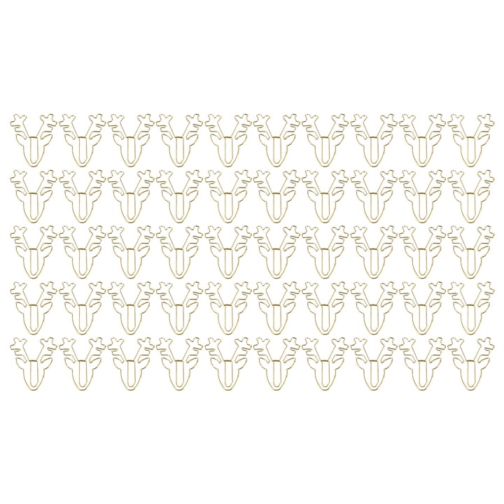 Комплект 50 кламери за глави на елени, златни