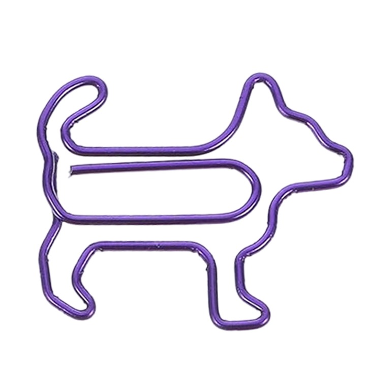 Комплект от 100 метални кламери във формата на животни, лилави, за планиране, с кутия за съхранение