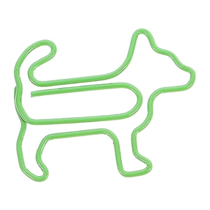 Комплект от 100 метални кламери във формата на животни, зелени, за офиса и дома