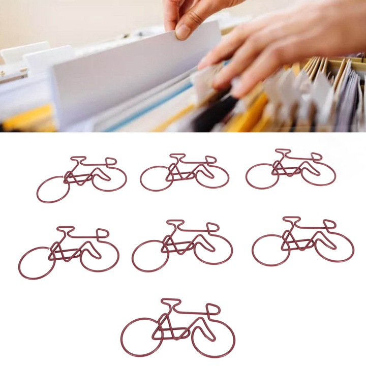 Комплект от 100 кламери, Формата на велосипед, За вкъщи, Училище, Офис, Мини, Метални