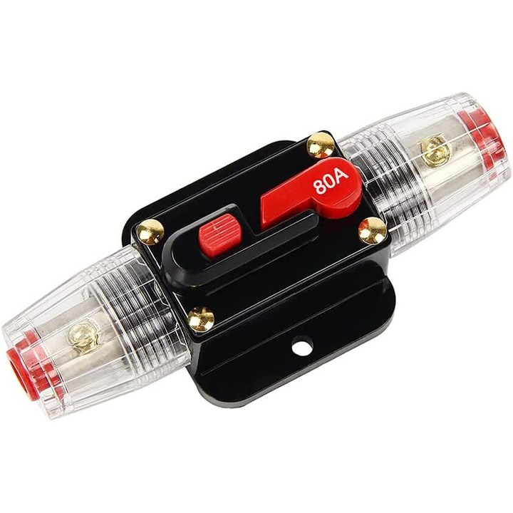 Visszaállítható biztonsági kapcsoló autós audiorendszerekhez, 80A, vízálló, 12-24V DC