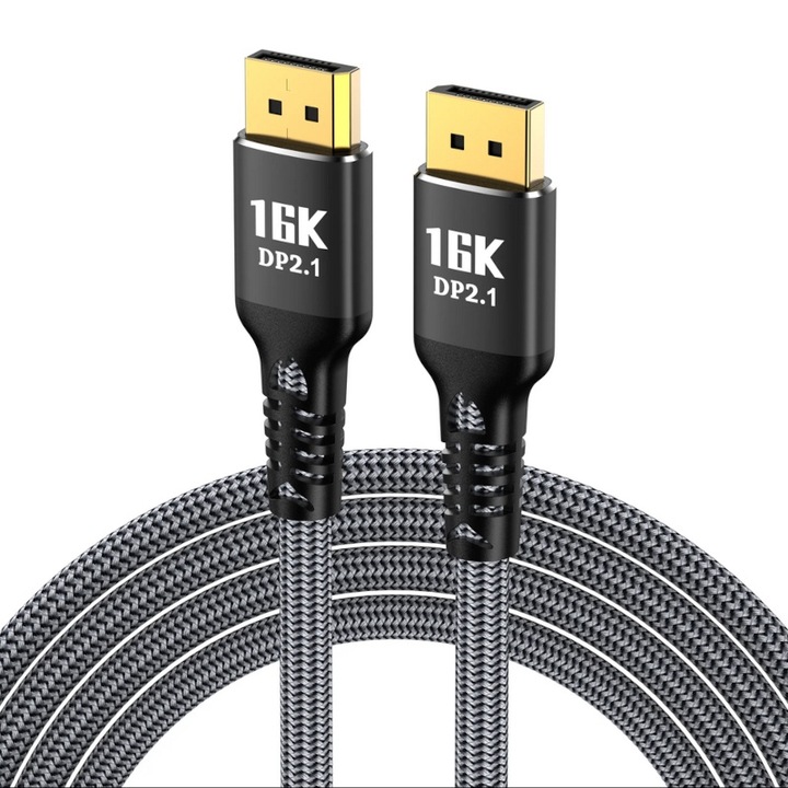Cablu Video DisplayPort 2.1 eRDX® – 2m, UHBR 13.5 (54Gbps), 16K, 8K 120Hz, 4K 240Hz, DSC 1.2a, HDR, Gaming G-Sync / FreeSync