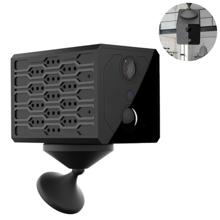 Camera de supraveghere mini, Jormftte, 1080P, detectie miscare, viziune nocturna