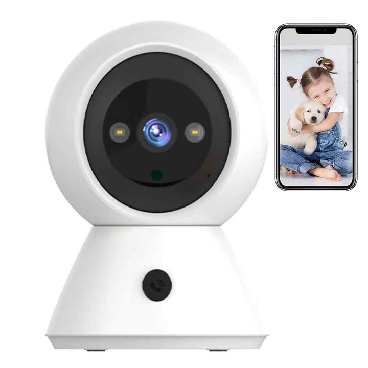 Camera de retea pentru acasa, camera HD inteligenta de securitate cu monitorizare duala, dubla banda, camera HD color