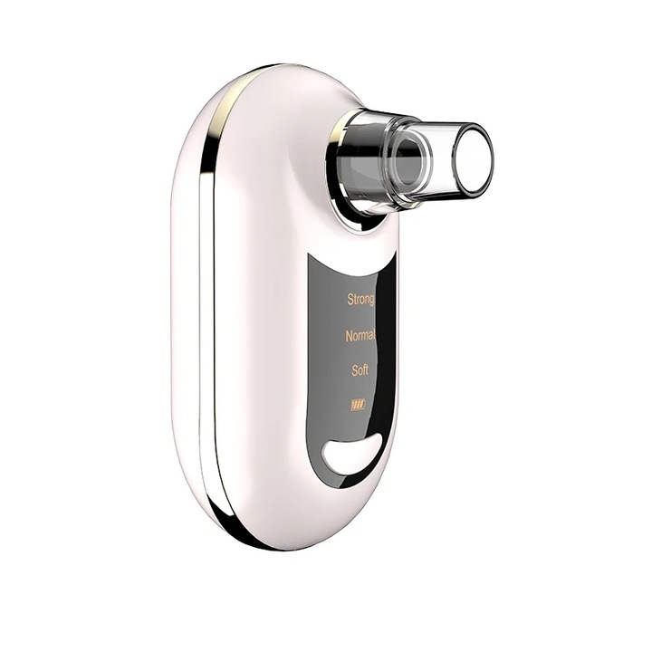 Aparat de scos puncte negre si grasime Serby®, vacuum puternic, ingrijire faciala, dispozitiv pentru curatarea porilor, instrument infrumusetare cu 3 nivele de putere, 5 capete interschimbabile, portabil cu acumulator si incarcare USB, Alb