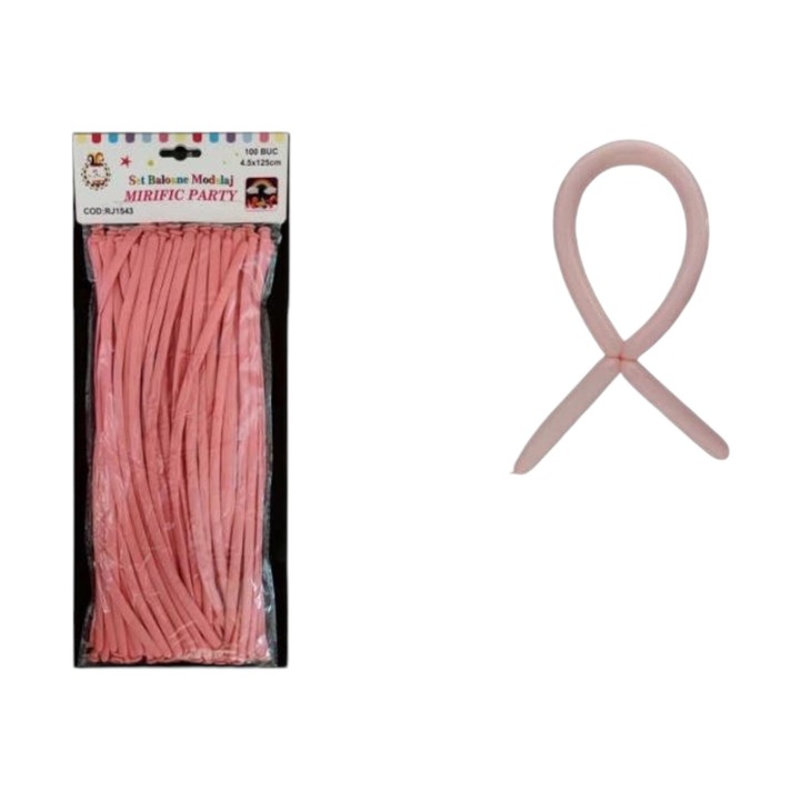 Modellező lufi készlet, 100db, 4,5x125cm, rj1543, rózsaszín