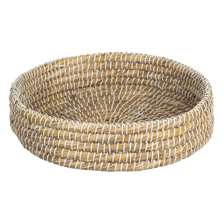 Tava din Paie Naturale Rotunda, 35x7cm, pereti inalt, rezistenta