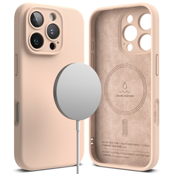 Husa compatibila cu iPhone 16 Pro Max, Elite Content, W1671, Premium Lexgard, Pinky Sand