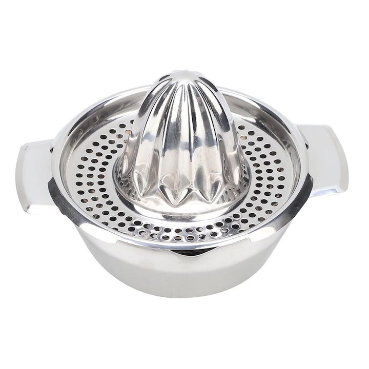 Ръчна сокоизстисквачка, Axroad Mall, висококачествена неръждаема стомана 304, филтър за целулоза, 500 мл, лесен за използване и почистване, подходящ за съдомиялна машина, за портокали, лимони, ябълки, различни плодове, 16,8x12,3x12 см, сребрист