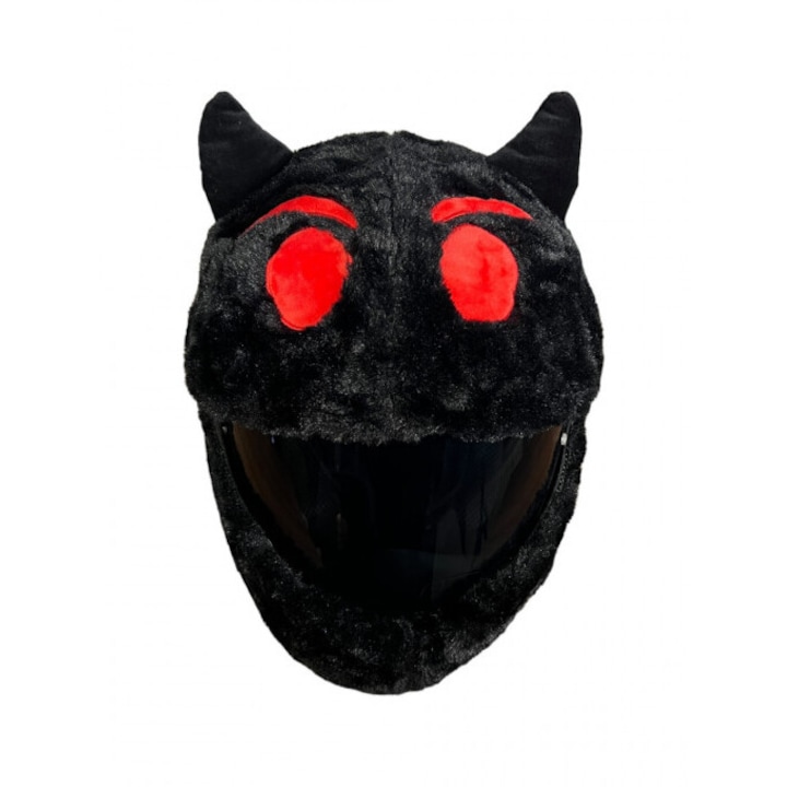 Husa Amuzanta Casca Moto Demon Negru Ochi Rosii