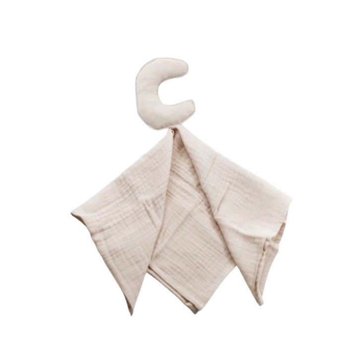 Alvó- és játszószőnyeg, hold, pamut, bézs, 40x40cm