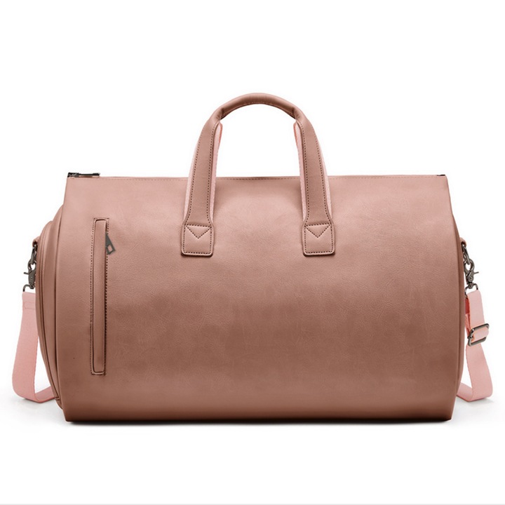 Geanta de voiaj SMART, cu compartiment pentru costum, pantofi, electronice, haine, stil business, 56x33x30 cm, Impermeabila, Culoare Champagne Powder