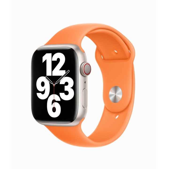 Каишка, THD, Силиконова, съвместима с Apple Watch 46 mm series 10, Apple Watch SE 44 mm, M/L, ярко оранжев