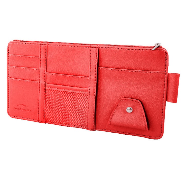 Сенник за кола QttvbTna, голям капацитет, изработен от кожа, лесен за почистване, червен