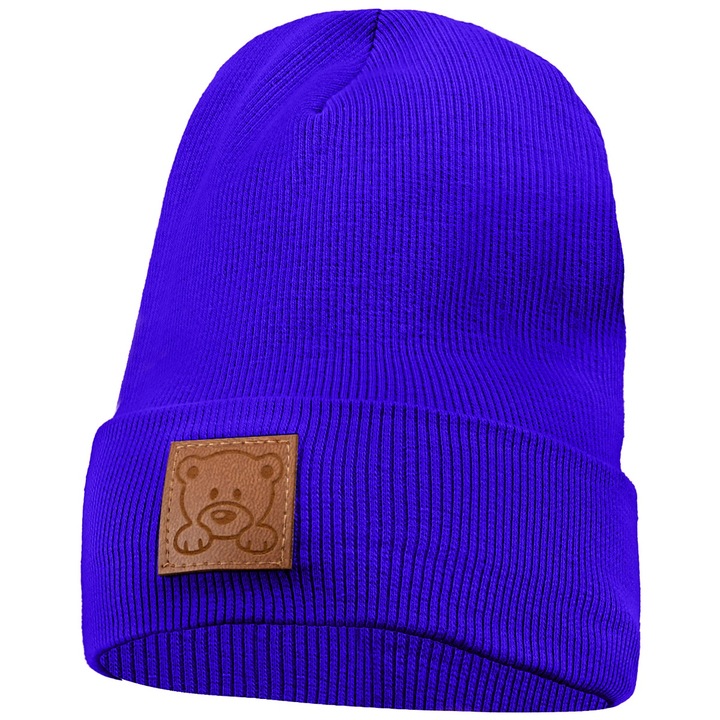 Caciula Pentru Copii, Edanti, Toamna, Model Ursulet Teddy 2, Bumbac, Albastru, Albastru