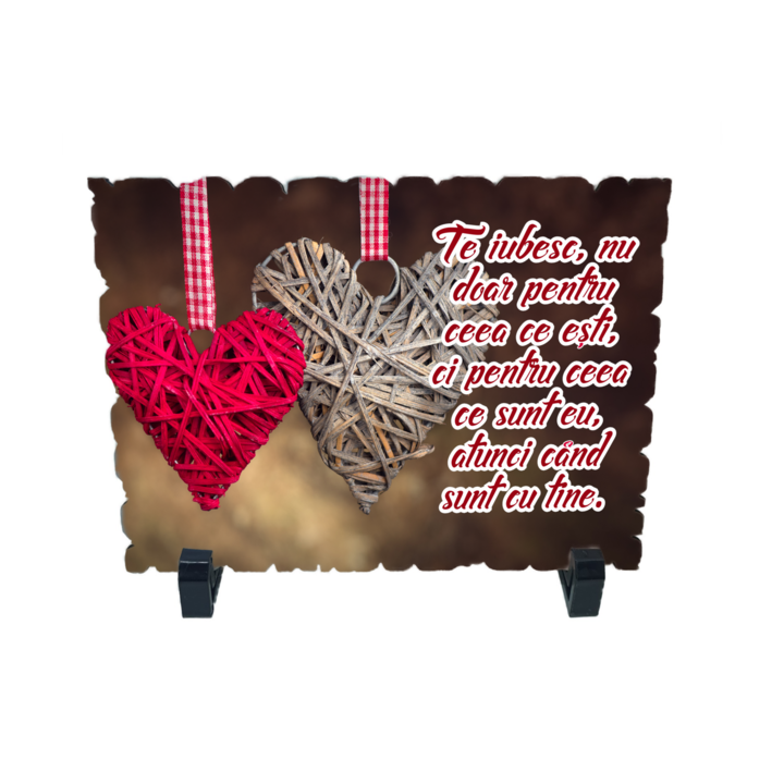 Placheta gift shop cu picioruse si mesaj te iubesc nu doar pentru ceea ce esti, material lemn cu print uv, dimensiuni 198x138 milimetri