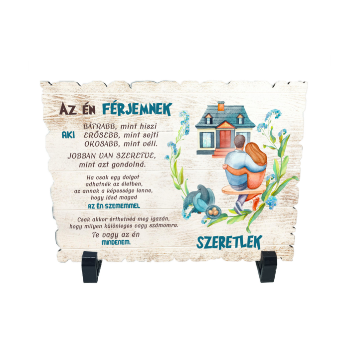 Placheta gift shop cu picioruse si mesaj az en ferjemnek, material lemn cu print uv, dimensiuni 198x138 milimetri