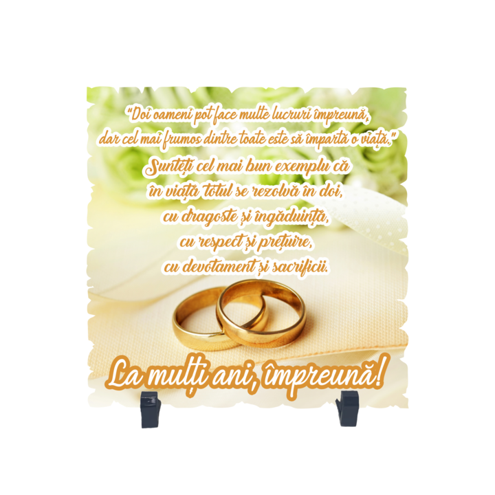 Placheta gift shop cu picioruse si mesaj doi oameni pot face multe lucruri, material lemn cu print uv, dimensiuni 198x198 milimetri