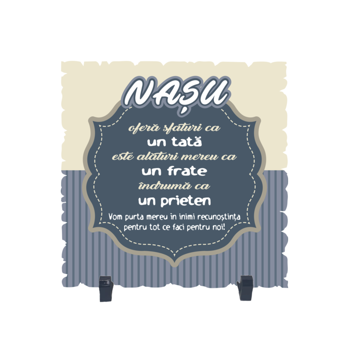 Placheta gift shop cu picioruse si mesaj nasu ofera sfaturi ca un, model 1, material lemn cu print uv, dimensiuni 198x198 milimetri