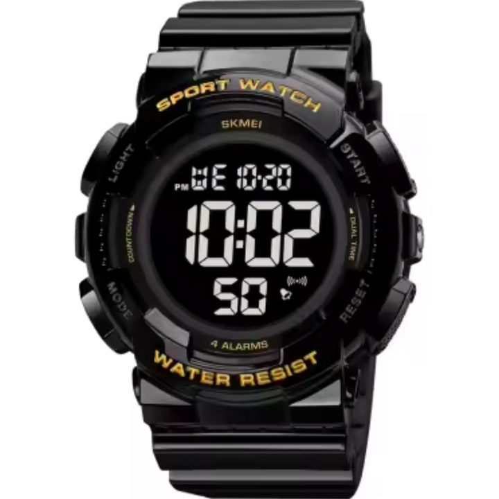 Skmei Мъжки ръчен часовник Ежедневен хронограф Дигитален моден подсветка Спорт Дисплей за дата Аларма Черен