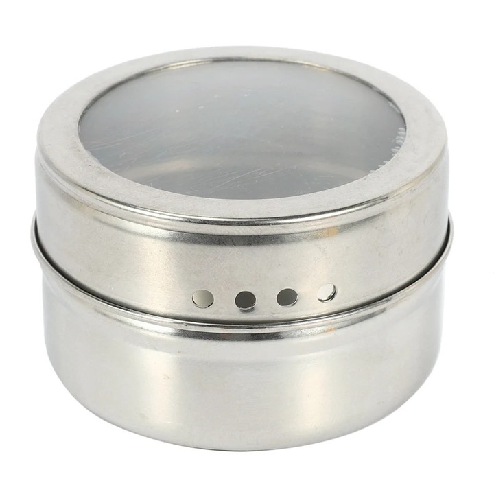 Recipient metalic cu magnet de frigider Antbro®, pentru condimente, 6 x 4 cm