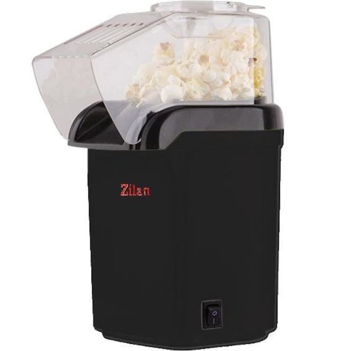 Aparat Pentru Popcorn Zilan ZLN-8044, Negru, 1200W, sistem cu jet de aer cald, motor cupru
