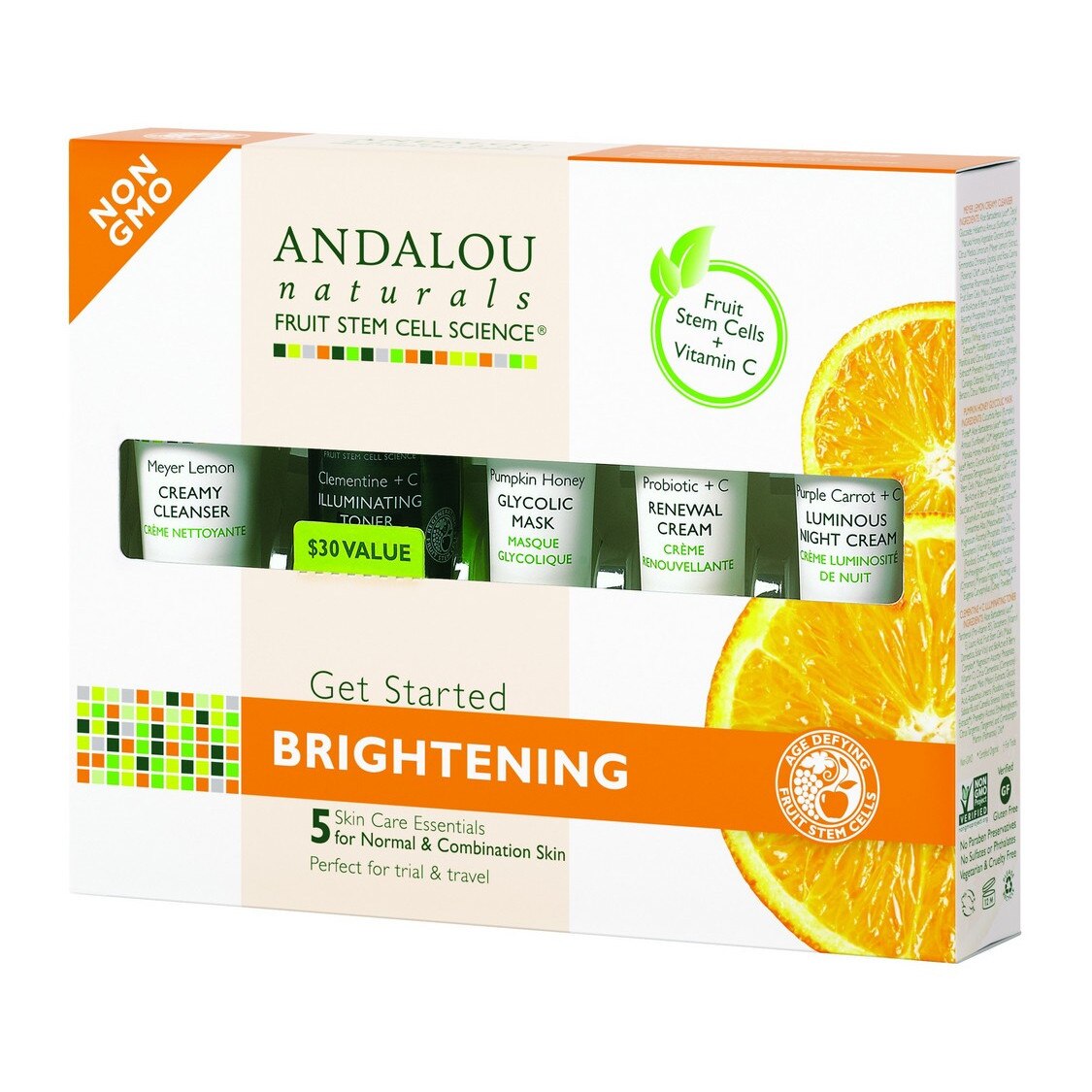Set de ingrijire a tenului normal-mixt Secom Andalou Naturals Brightening