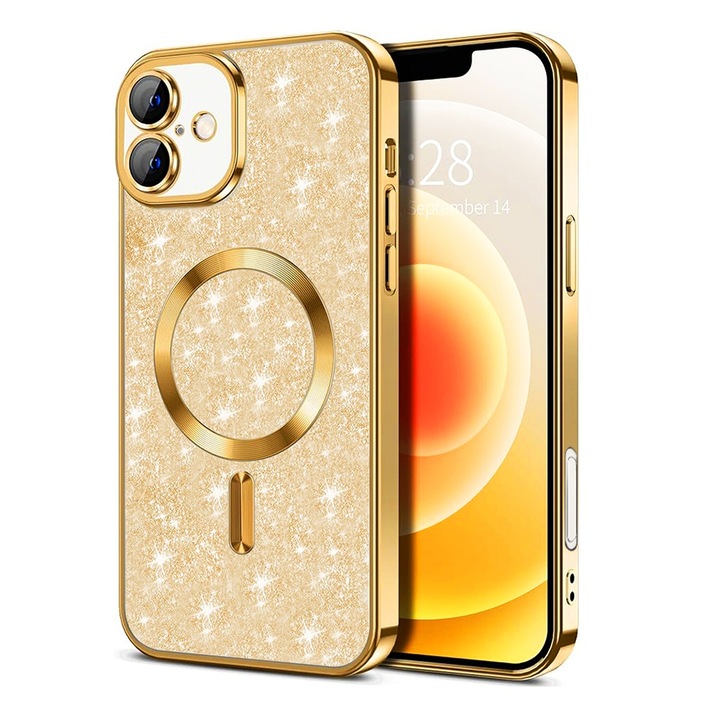 IPhone 16 tok - Techsuit Luxury Glitter MagSafe - arany