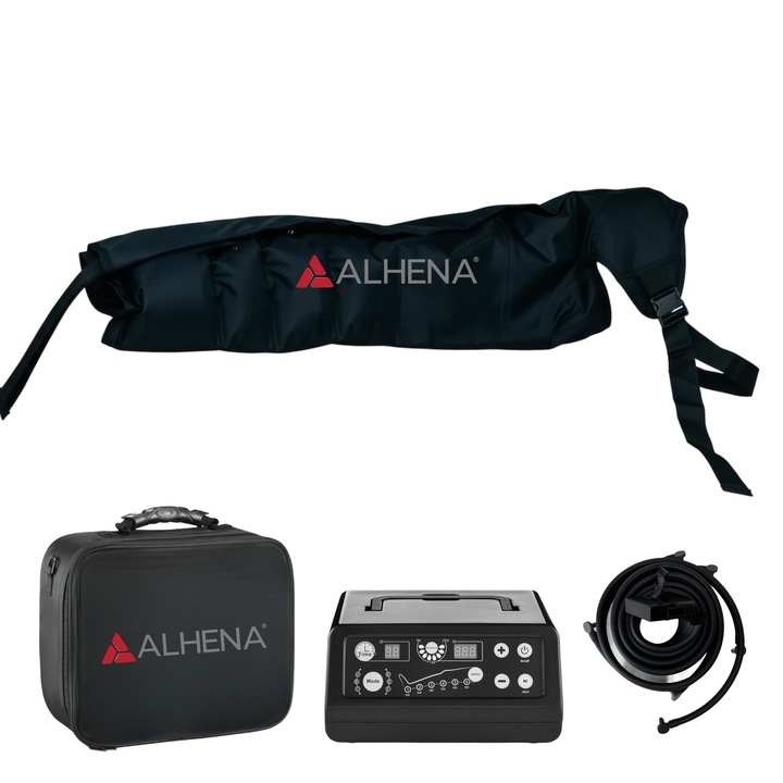 Професионален Апарат За Лимфен Дренаж И Пресотерапия, Alhena® M-PRO 3001, За Ръка, 1x6 Камери За Въздушна Компресия, 6 Програми За Масаж И Дренаж, Регулируемо Налягане 30–250 mmHg, За Медицинско Възстановяване И Релаксация, Размер L