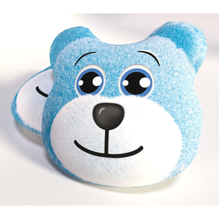 Perna decorativa, 30x40cm, design emoticon, microfibra, Albastru