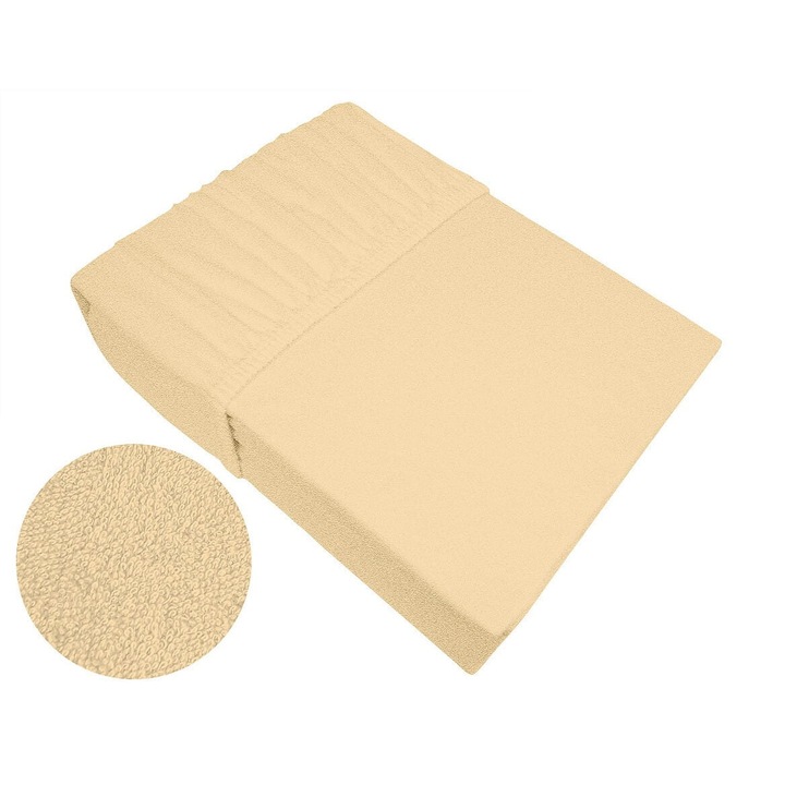 Cearceaf cu elastic 180x200cm, frotte, cappuccino, 82% bumbac, 18% poliester