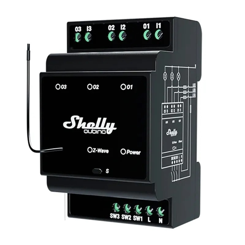Releu inteligent Shelly Qubino Wave Pro 3, 16A, 3 canale, contacte ...
