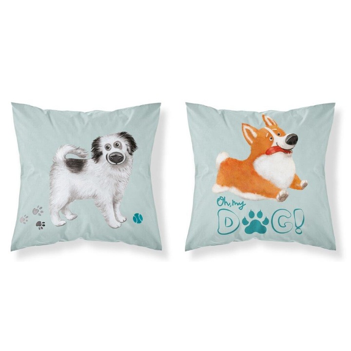 Fata de perna, Bumbac, model caini, 40x40 cm, multicolor