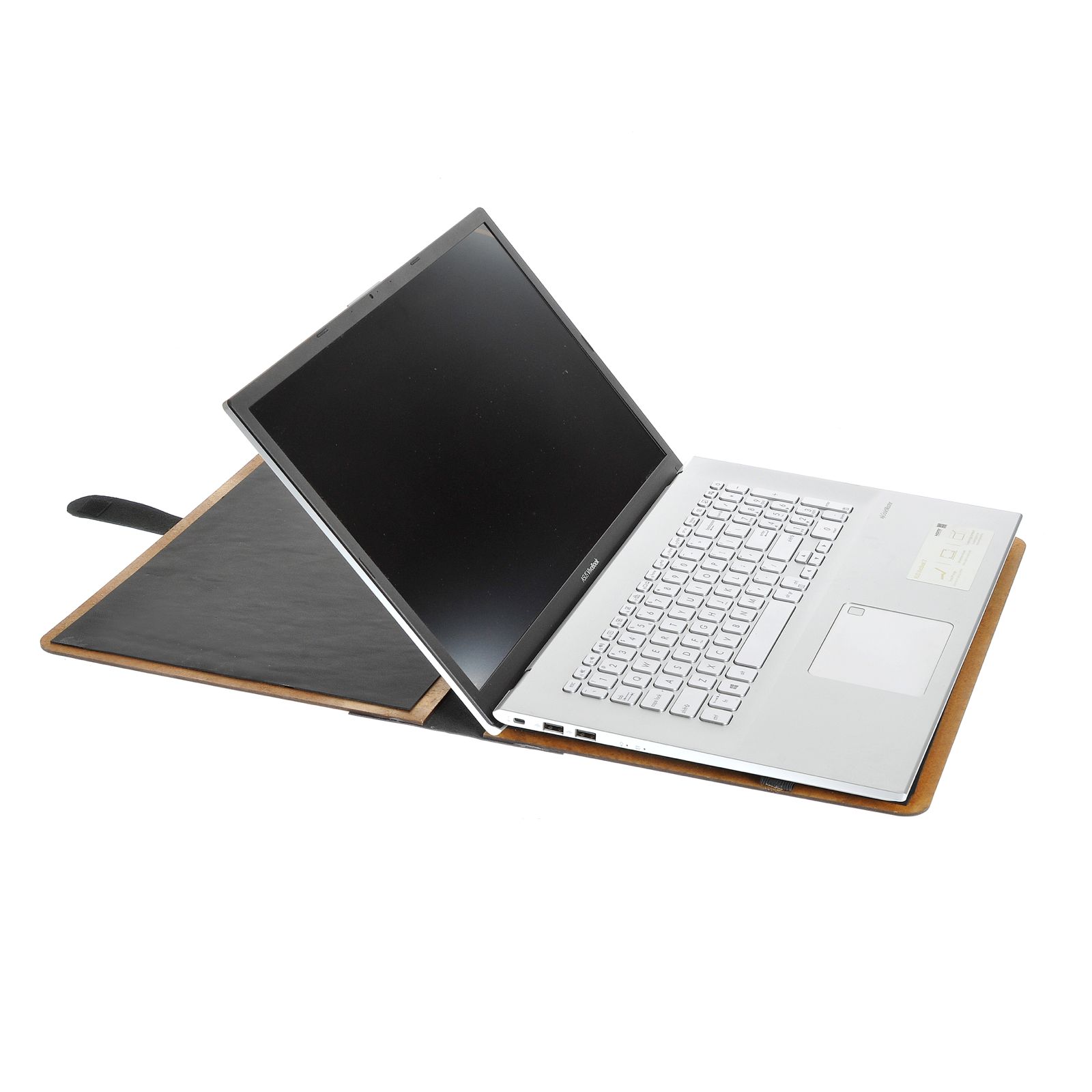 Husa laptop Bremen Emporium Universal, piele naturala, lemn, pentru laptopuri de pana la 17 inch, 40 x 26 x 3 cm