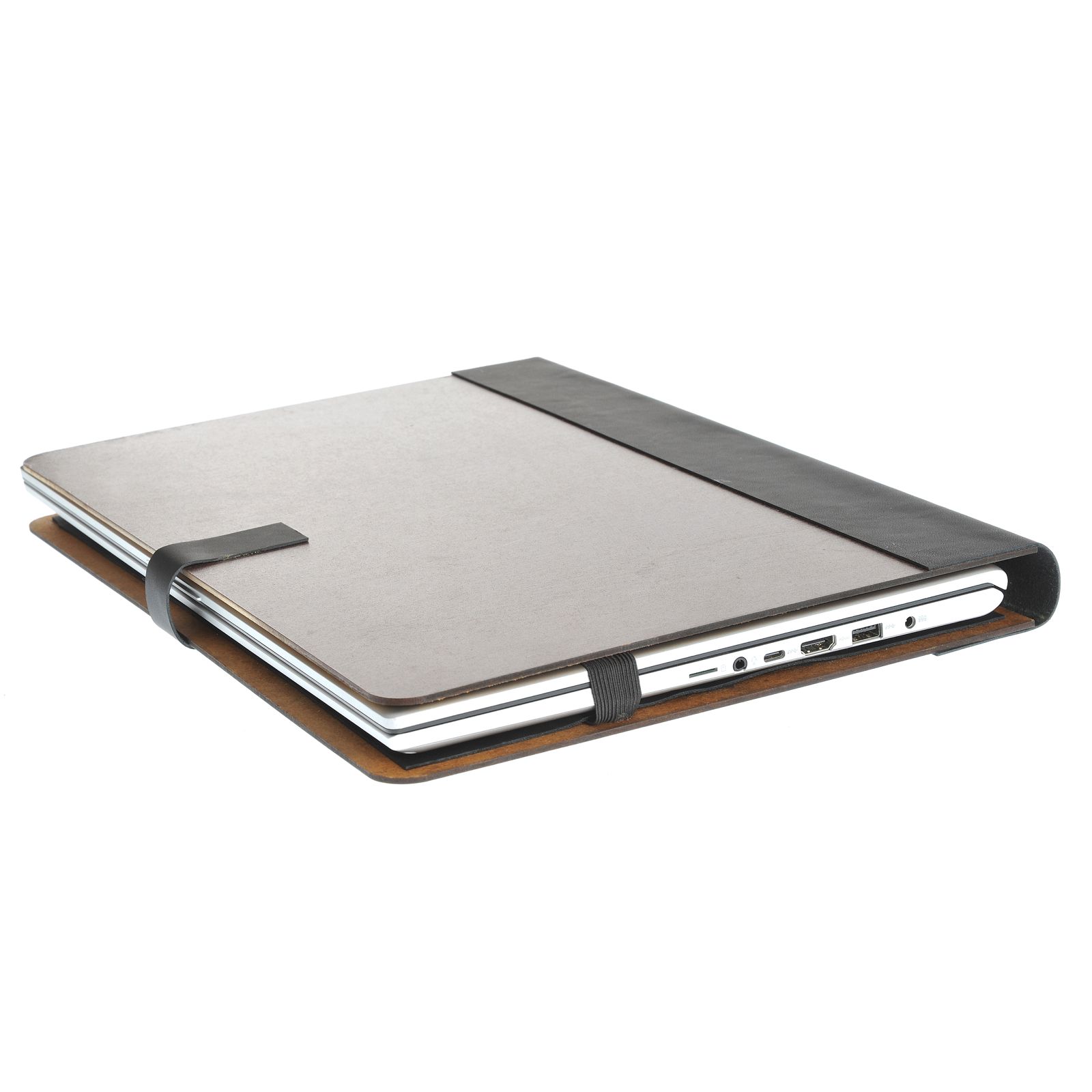 Husa laptop Bremen Emporium Universal, piele naturala, lemn, pentru laptopuri de pana la 17 inch, 40 x 26 x 3 cm