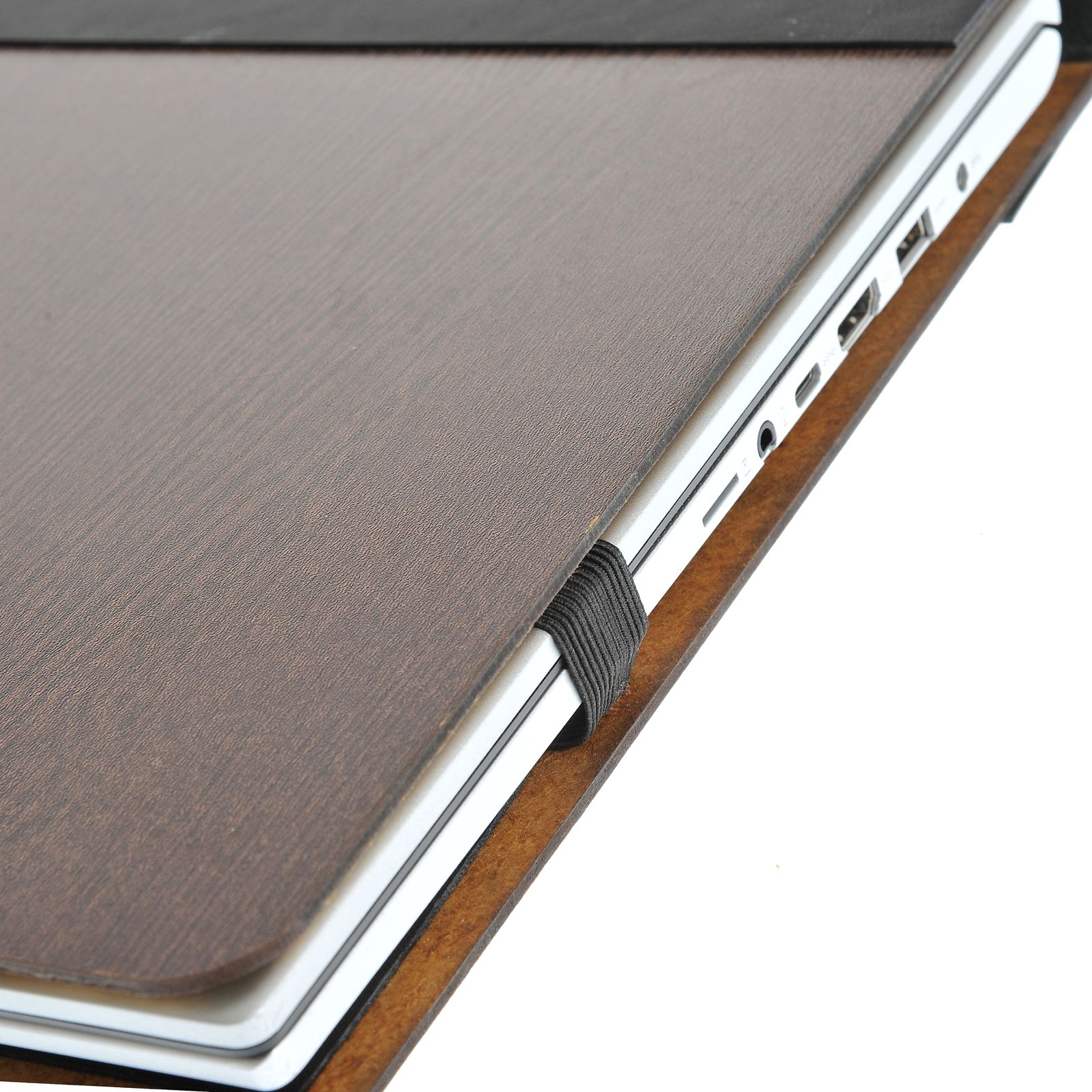 Husa laptop Bremen Emporium Universal, piele naturala, lemn, pentru laptopuri de pana la 17 inch, 40 x 26 x 3 cm