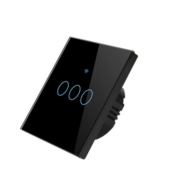 Intrerupator inteligent 3 module, cu panou touch si wi-fi