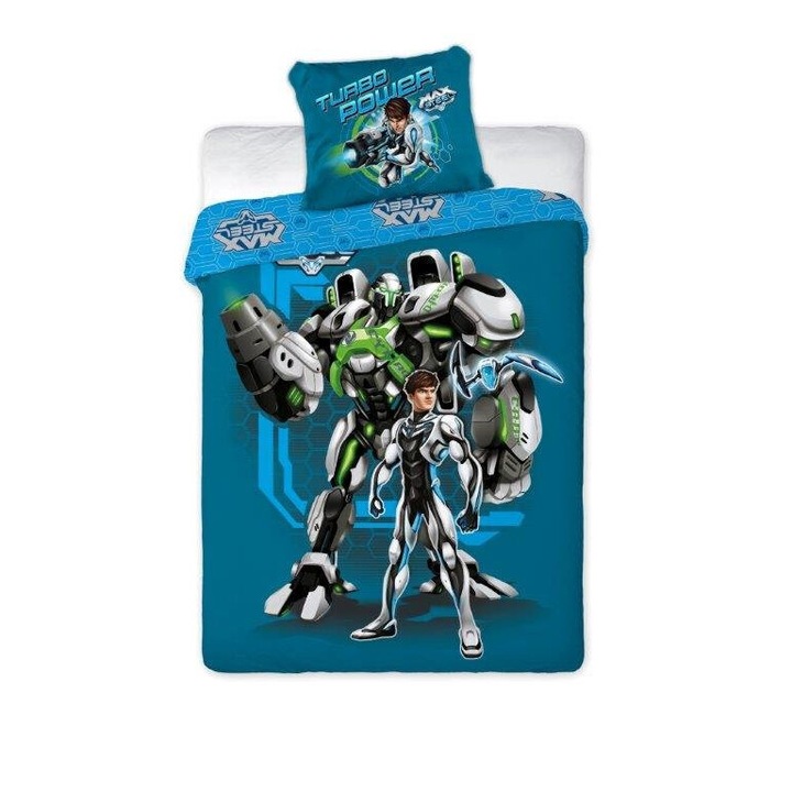 Lenjerie de pat set 160x200cm, Max Steel, 1*70x80cm, bumbac, pentru copii, bumbac