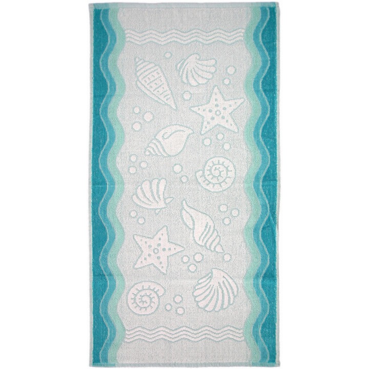 Хавлиена кърпа Flora Ocean, памук, тюркоазено/сиво, 380гр/м2, 40 х 60 см