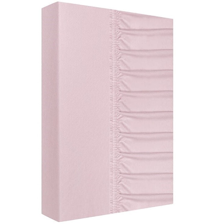 Cearceaf de pat 200x220cm, roz, bumbac, elastic