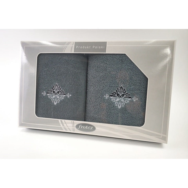 Комплект 2 кърпи Greno 70x140см + 50x100см, памук, тъмно сиво