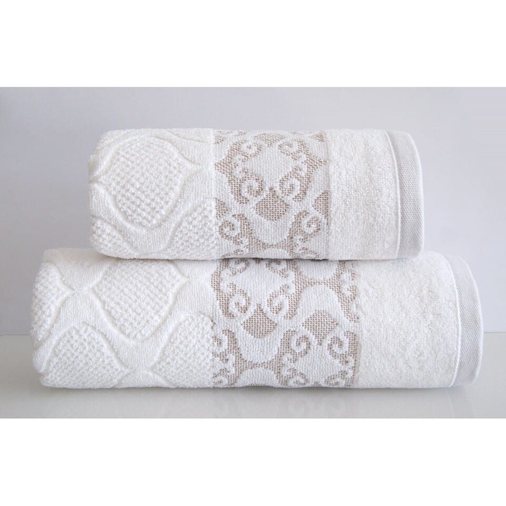 Prosop de baie Lugana, 50x90cm, alb, 100% bumbac, 500g/m2