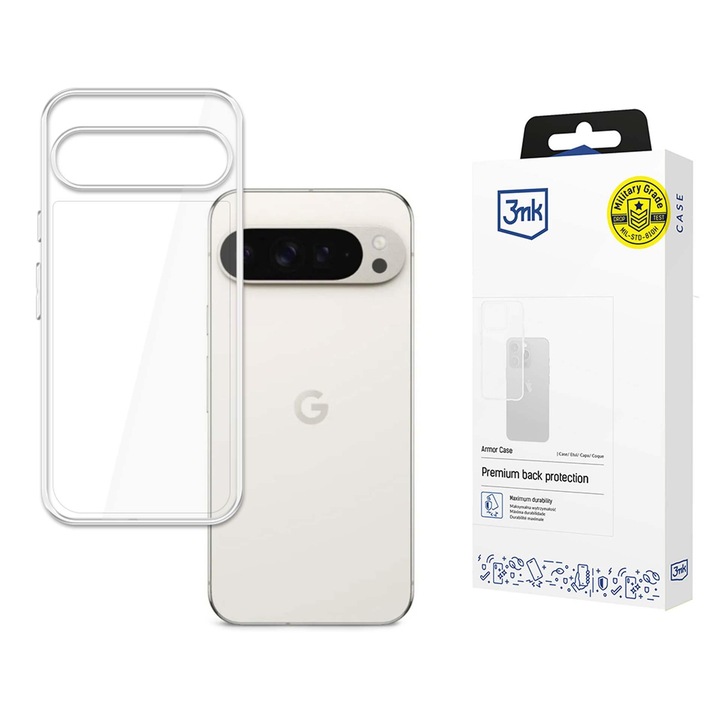 Husa telefon 3MK Armor Case, protectie militara, absorbtie socuri, negru, pentru Google Pixel 9 Pro Xl