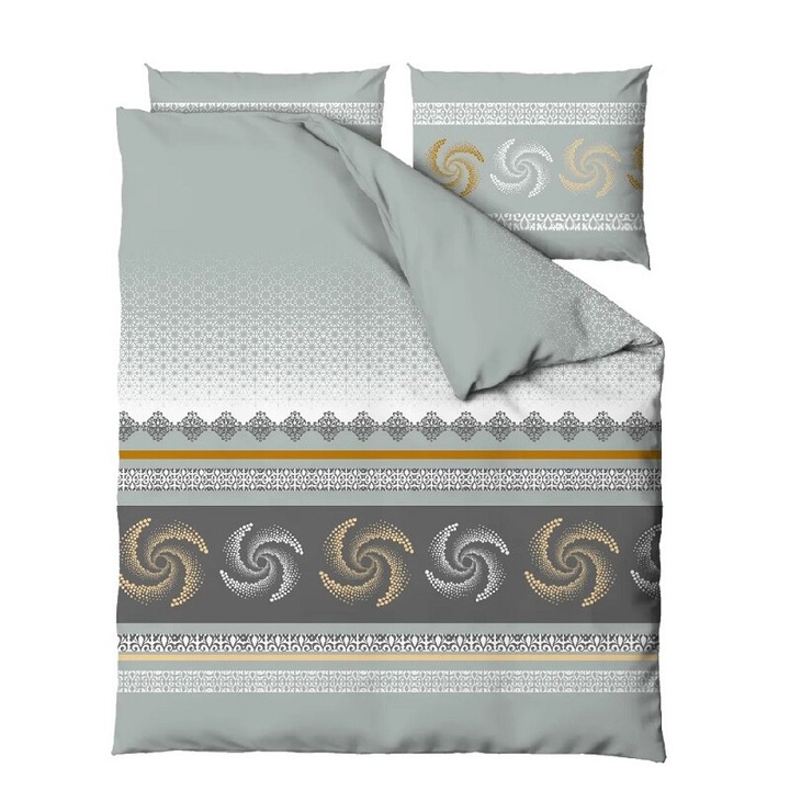 Lenjerie de pat, Bumbac, 140x200 cm, fata de perna 70x80 cm, multicolor