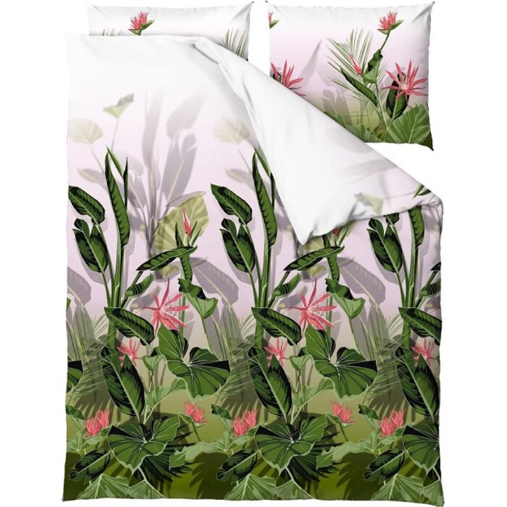 Lenjerie de pat din bumbac, 140x200 cm, fata de perna 70x80 cm, multicolor