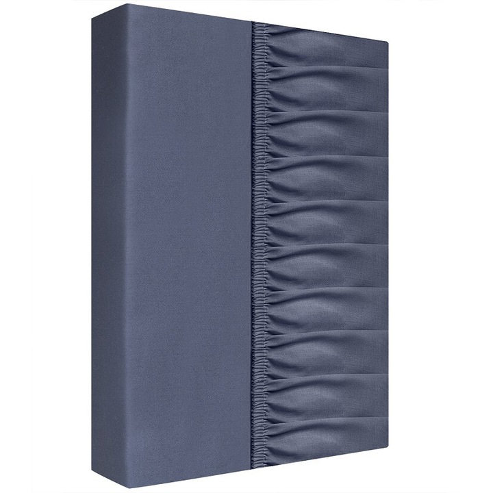 Cearceaf satinat cu elastic 160x200cm, gri, fabricat in Romania